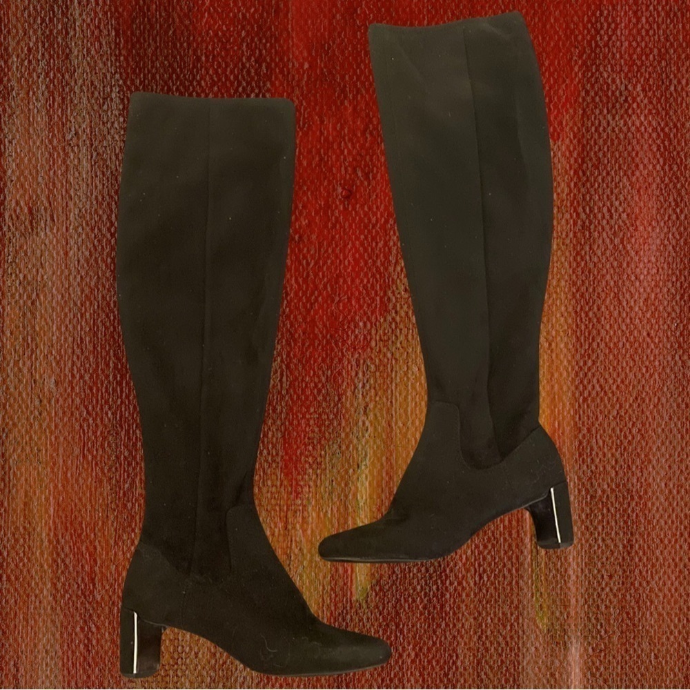NINE WEST Women’s Black Suede Knee High Boots